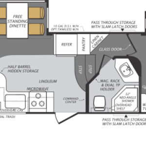 F313RE
Length = 34'8"
Ship Weight = 9,828lbs
GVWR = 11,904lbs
Cargo Capacity = 2,970lbs