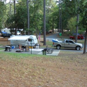 DSCN3739 A pic of our first trailer.  Kind of small but it served the purpose.  Now the owner of a 28ft 5th wheel.  A lot more space.