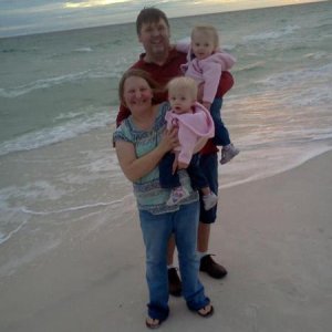 beach family picture Mary's my wife and Hannah and Sarah our my twin girls