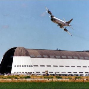 P 3 over Hangar 1 @ NAS Moffett Field Ca