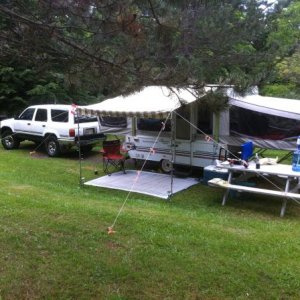 95 Toyota 4-Runner & the old 1990 Starcraft hard top. Concert camping!