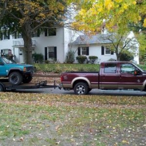 My Truck and Jeep on my trailer.