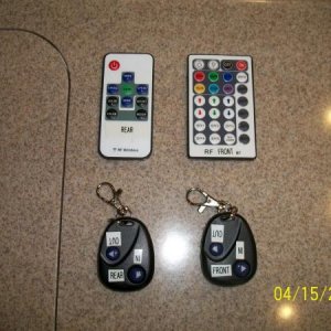 Remotes for the front and rear Awning Remote Control and the LED Lights