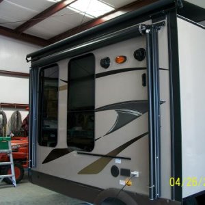 Rear Slide Awning with Supports installed and stowed