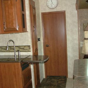 entrance to bunk house and Corian countertops