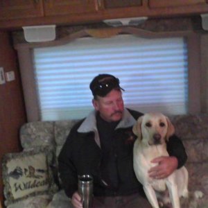 Nothing like campin, a good cup of coffee and the faithful dog. WOW that's camping!