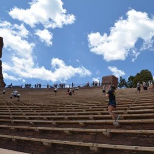 Red Rocks Amphitheater--386 steps from street level to the top.  Wife is still mad at me for parking on the low side!  There was a local (Denver area)