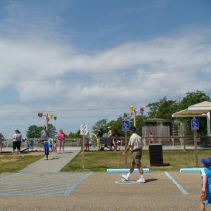 The park offers a small water playground for the little ones...