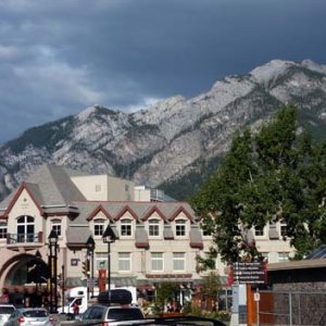 Banff, Alberta. This is a very picturesque town, though it is rather touristy.