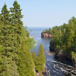 Baptism River feeding into Lake Superior