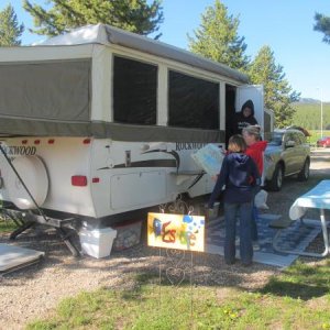 Setting up camp in KOA West Yellowstone