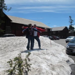 Snow still around at the end of June, Yellowstone Visitors Center