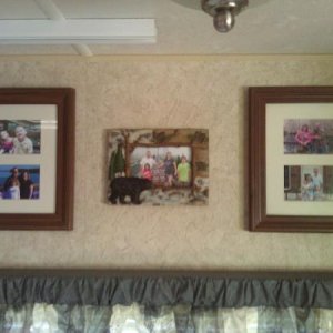 Family camping pictures mounted with velcro.