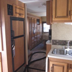 Fridg and side pantry cabinets.  The side pantry cabinets do not have a lot of storage area.  I have my spices stacked on "skinny" racks.  Hard to fin