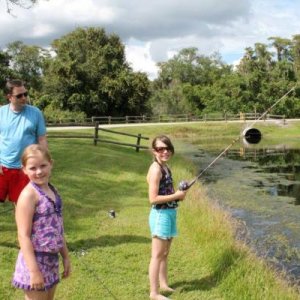 fishing by the swimming pool/ tennis courts