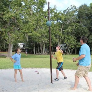 tether ball next to the dog park and playground