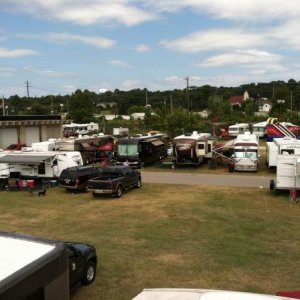 RV lot from the roof of the Sabre in front.