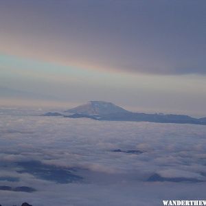 View of Mt. St. Helens from camp muir (above the clouds)