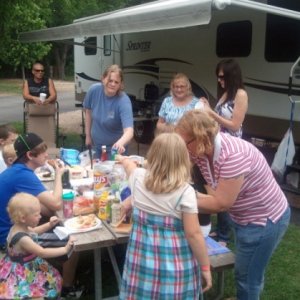 Feeding the masses, err  the daughters and grandkids   Easter 2010 at Rustic Creek in Burleson, TX