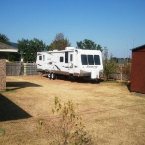 The Sprinter 318FLS, winterized in the back yard