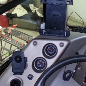 Ram mount for tablet (navigation) and phone holder.