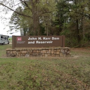 Kerr Dam sign and RV