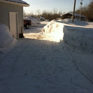 Walking out of our house in the winter of 2014.