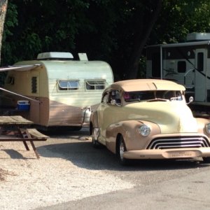 Saw this COOL 1950's Camper & Matching TV at a CG on the Way to Goshen