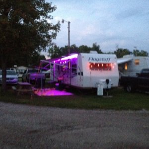 All the new mods setup at the campground.  Note: Even if purple is your DD's favourite colour, it's not a good choice to be the same colour as a bug z