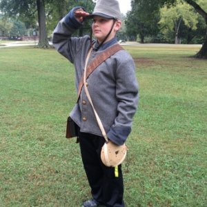 Uniform of the day at Shiloh. My grandson is 10. The youngest drummer boy at the battle was 10 as well. It really brings home the cost of freedom for 