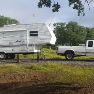 Settled in for the week of fishing and looking for gold nuggets at the low water line.