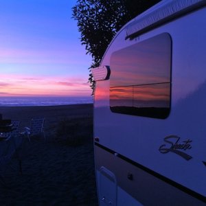 Sunset Shasta ar the Beach