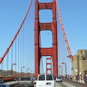 Crossing the Golden Gate bridge, San Francisco