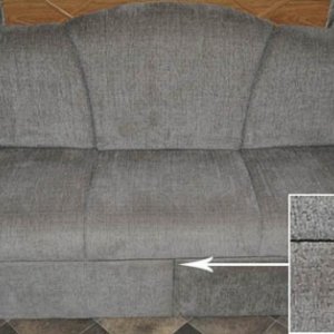 Sofa with doors closed with insert showing pull tab.