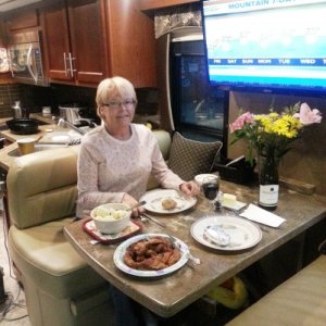 Enjoying a nice dinner during a major storm outside