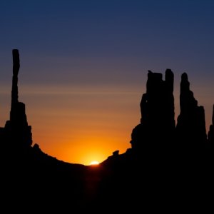 Totem Pole and Dancers at Sunrise, Monument Valley Tribal Park