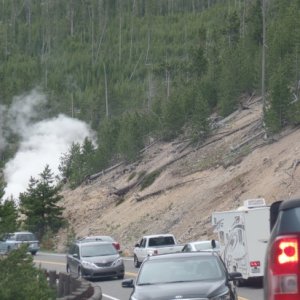 Traffic Jam on the way to Old Faithful