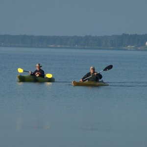 Lee and Randy shortly after sunrise on Lake Huron