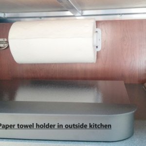 Added paper towel holder to outside kitchen