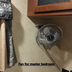 Added fan to master bedroom.  It is mounted on a hook and can be moved where needed.