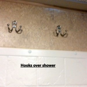 Added hooks over shower.