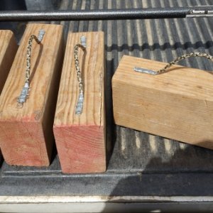 Wood blocks for trailer jacks