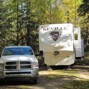 This is fall camping at Hilliards Bay Provincial Park which is northern Alberta.  Nice spots some with power.  The lake is huge and has great fishing,