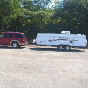 Here is the new Ride and the new camper.
A 2006 ford explorer Eddie Bauer and a 2010 HW296.