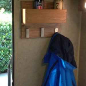 Custom 4 bottle wine rack with coat rack in 2604WS.