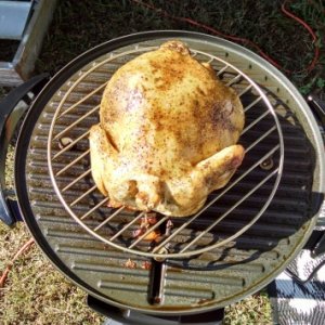 End of Oct.we roasted a 5lb 4oz. chicken for 3.5hrs. at Mayberry Campground,N.C.