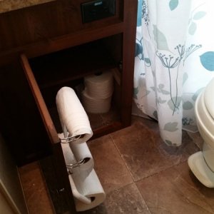 better storage - paper towels below 2x rolls of TP