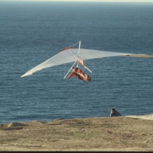 Launching from the cliff at Torry Pines, California