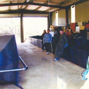 This is the start of the boat, with me taking the picture of my family helpers, we are fabricating the pontoons. After these were done I hauled them t