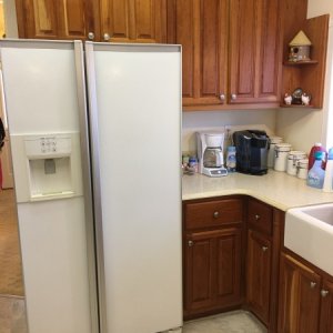 more of the kitchen, 36” refrigerator runs 24/7 on the solar system, backed by a 10 kw marine generator which has only came on an average of 2 times i